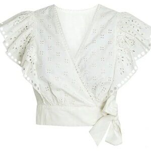 Intermix Lilian Eyelet Wrap Top White Size 0